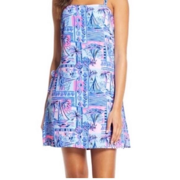 Lilly Pulitzer Sahar Romper in Whisper Blue Yeah Buoy Size 2 - Picture 3 of 16